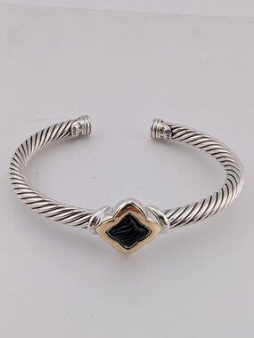 David Yurman Sterling Silver & 18k Quatrefoil Bracelet with Black Onyx